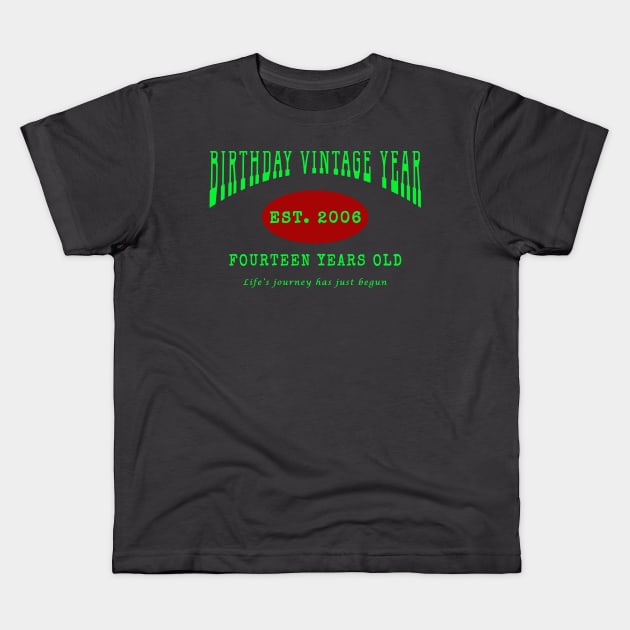 Birthday Vintage Year - Fourteen Years Old Kids T-Shirt by The Black Panther